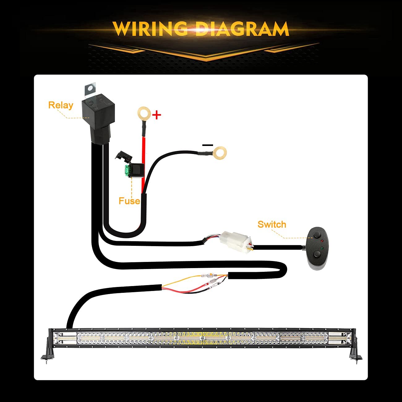 50 INCH 6 MODES WHITE&AMBER CURVED OFF ROAD LED LIGHT BAR