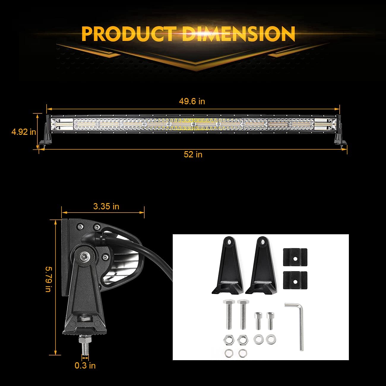 50 INCH 6 MODES WHITE&AMBER CURVED OFF ROAD LED LIGHT BAR