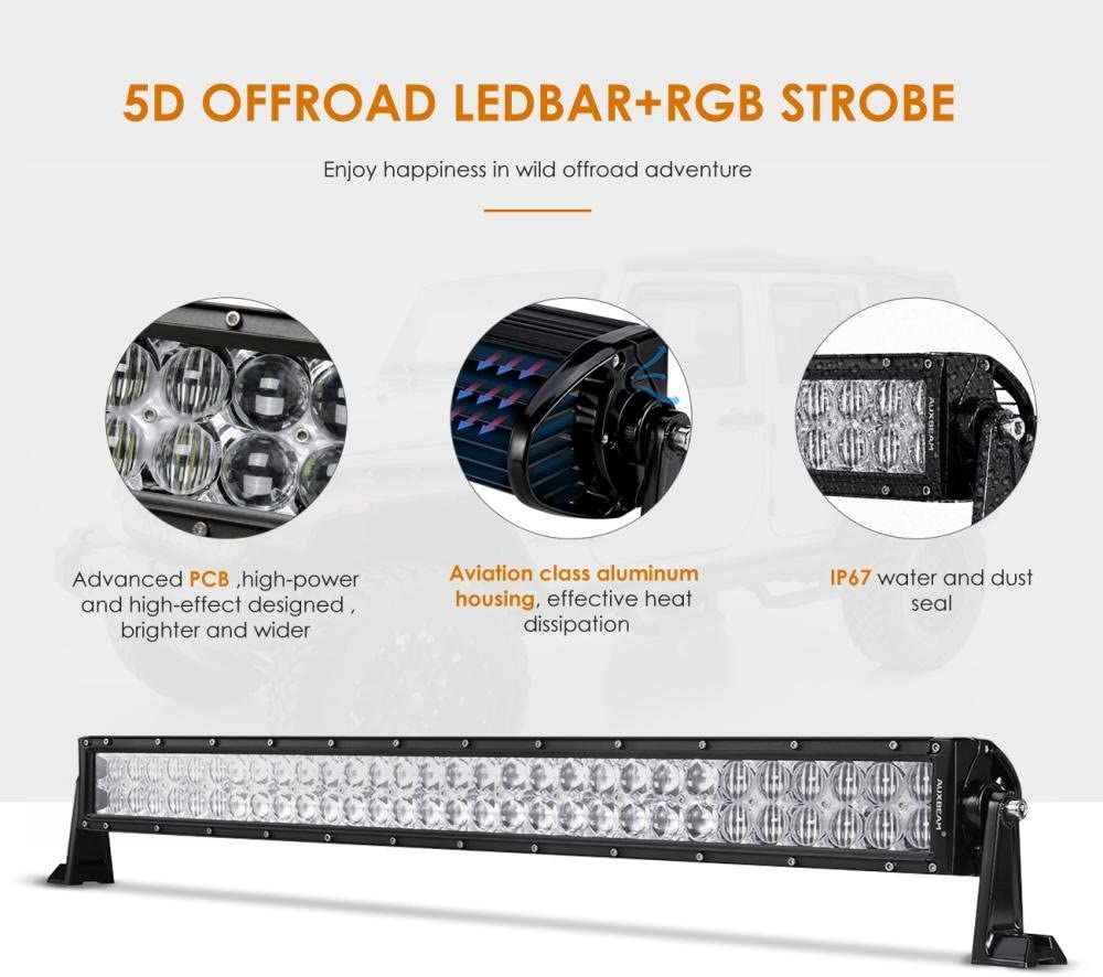 22 INCH V-SERIES RGB COLOR CHANGING STRAIGHT/CURVED OFF ROAD LED LIGHT BAR