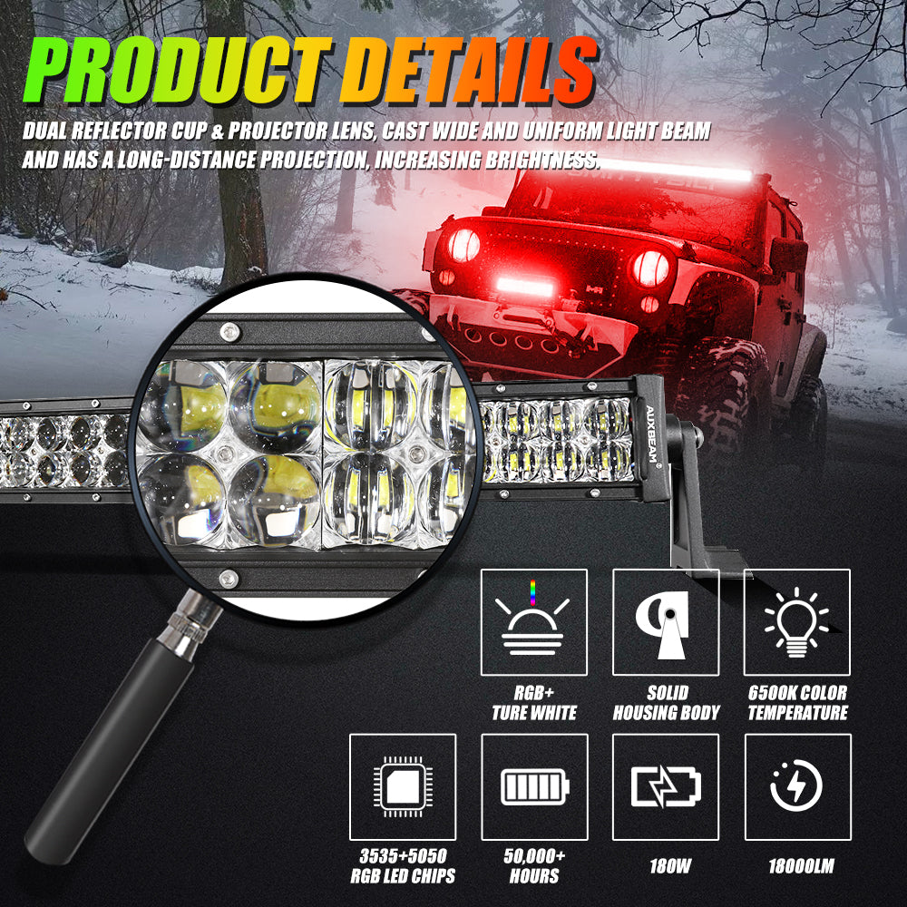 NEW 32 INCH V-PRO SERIES STRAIGHT RGBW COLOR CHANGING OFF ROAD LED LIGHT BAR