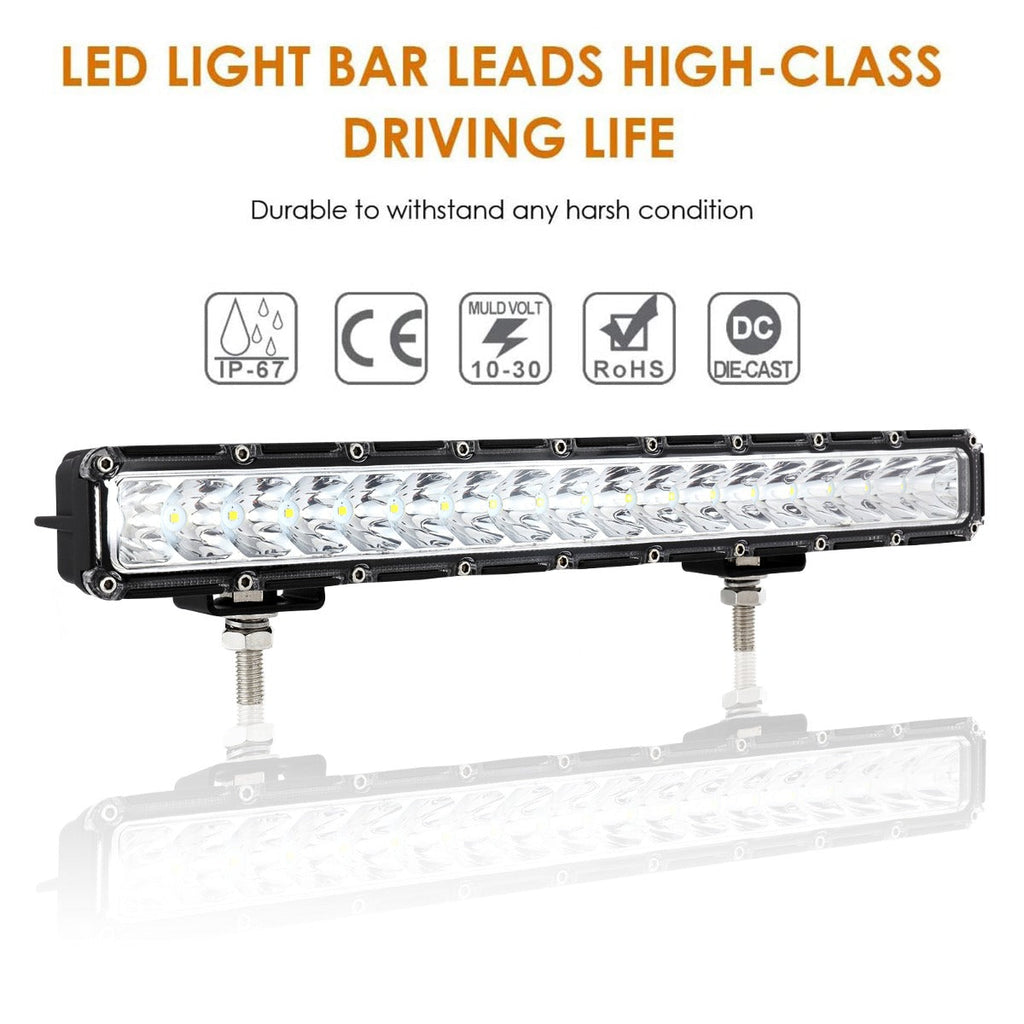 14 INCH 60W SPOT BEAM SINGLE ROW LED LIGHT BAR 5800LM WITH HARNESS KIT