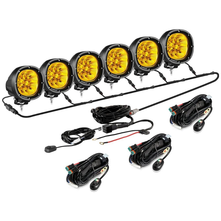 Auxbeam Set of 6 4in FLOOD AMBER POD LIGHTS
