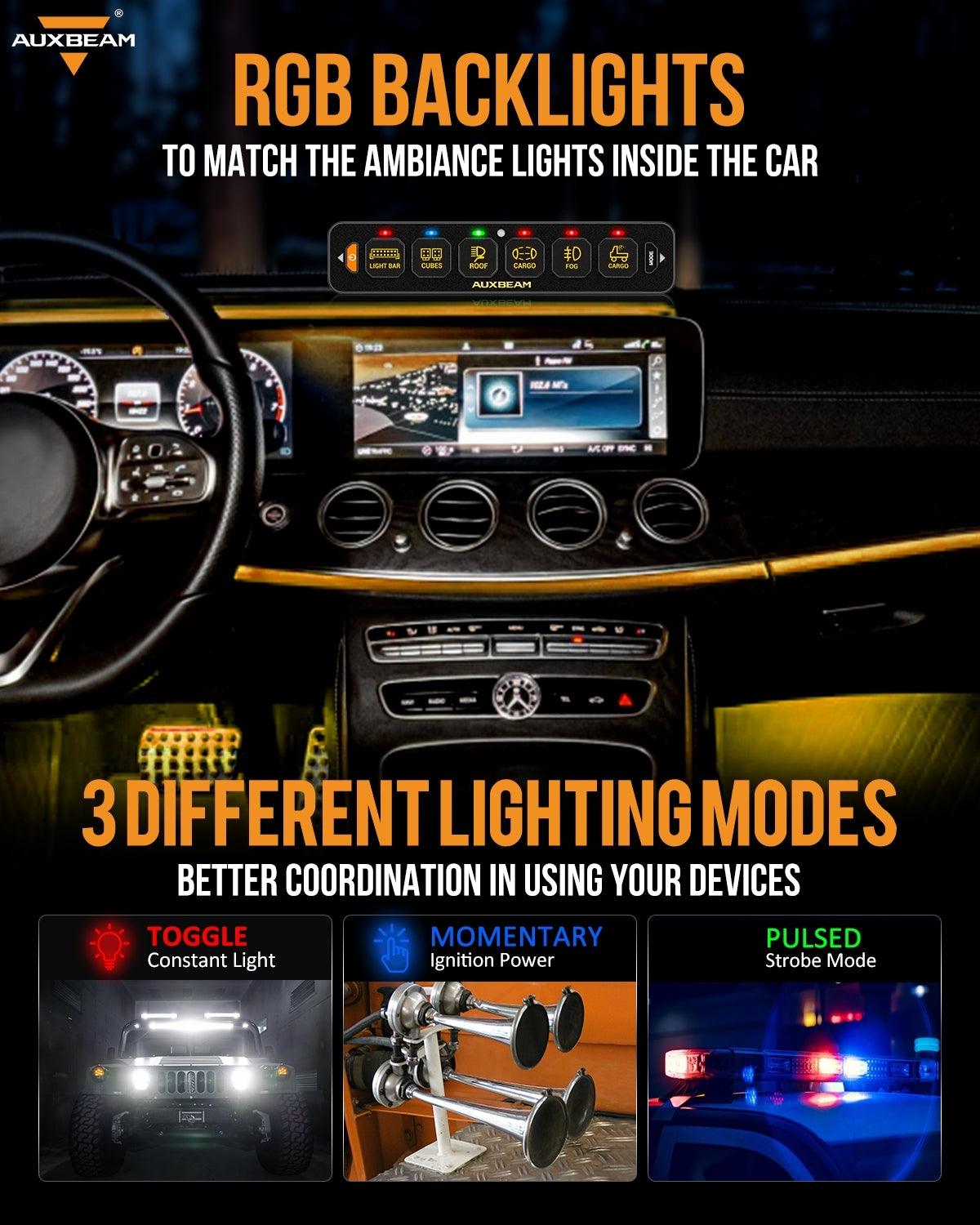 AUXBEAM AS Series 4/6 Gang RGB Slim Switch Panel with APP&Remote Control