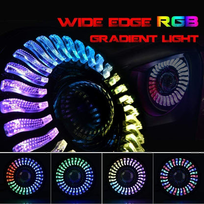 7 INCH LED DEMON HALO HEADLIGHTS RGB COMBO CHASING FOR JEEP WRANGLER JK JKU TJ
