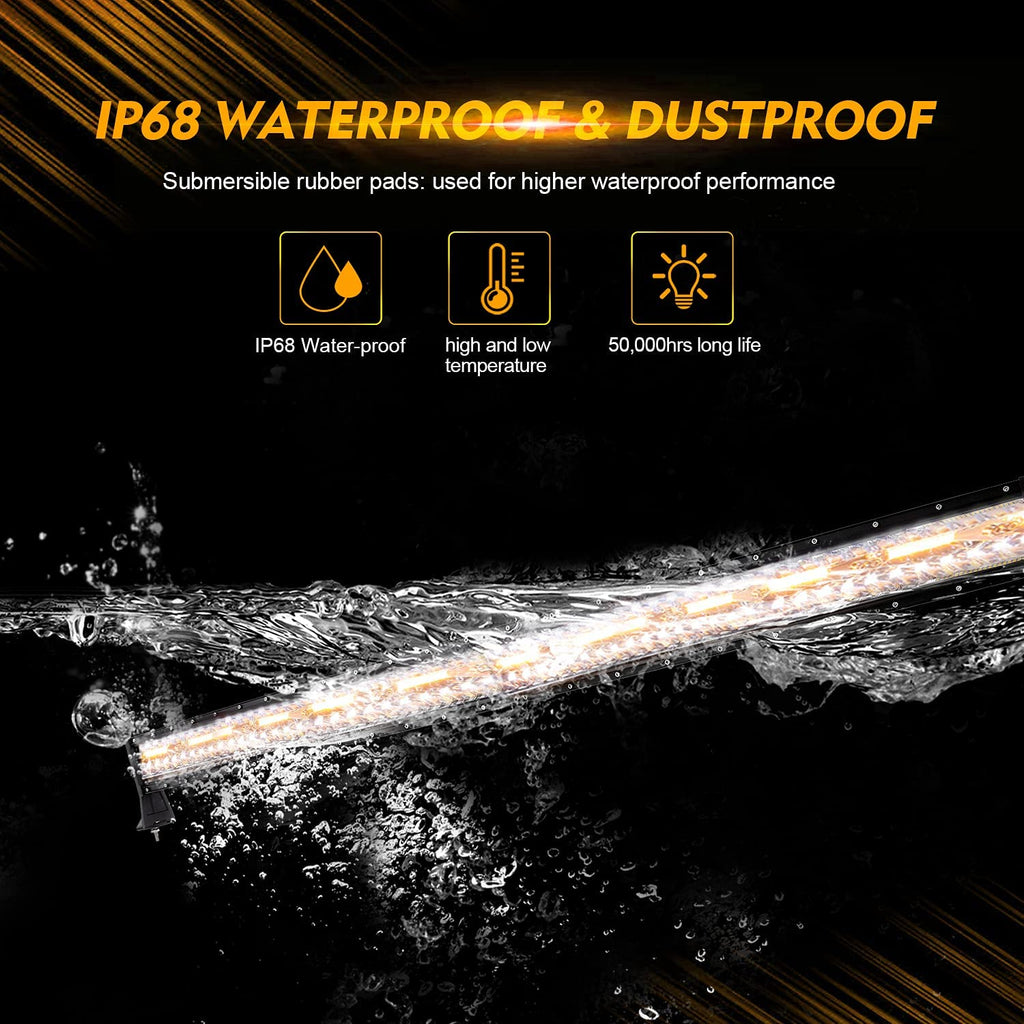 42 INCH 6 MODES WHITE&AMBER CURVED OFF ROAD LED LIGHT BAR
