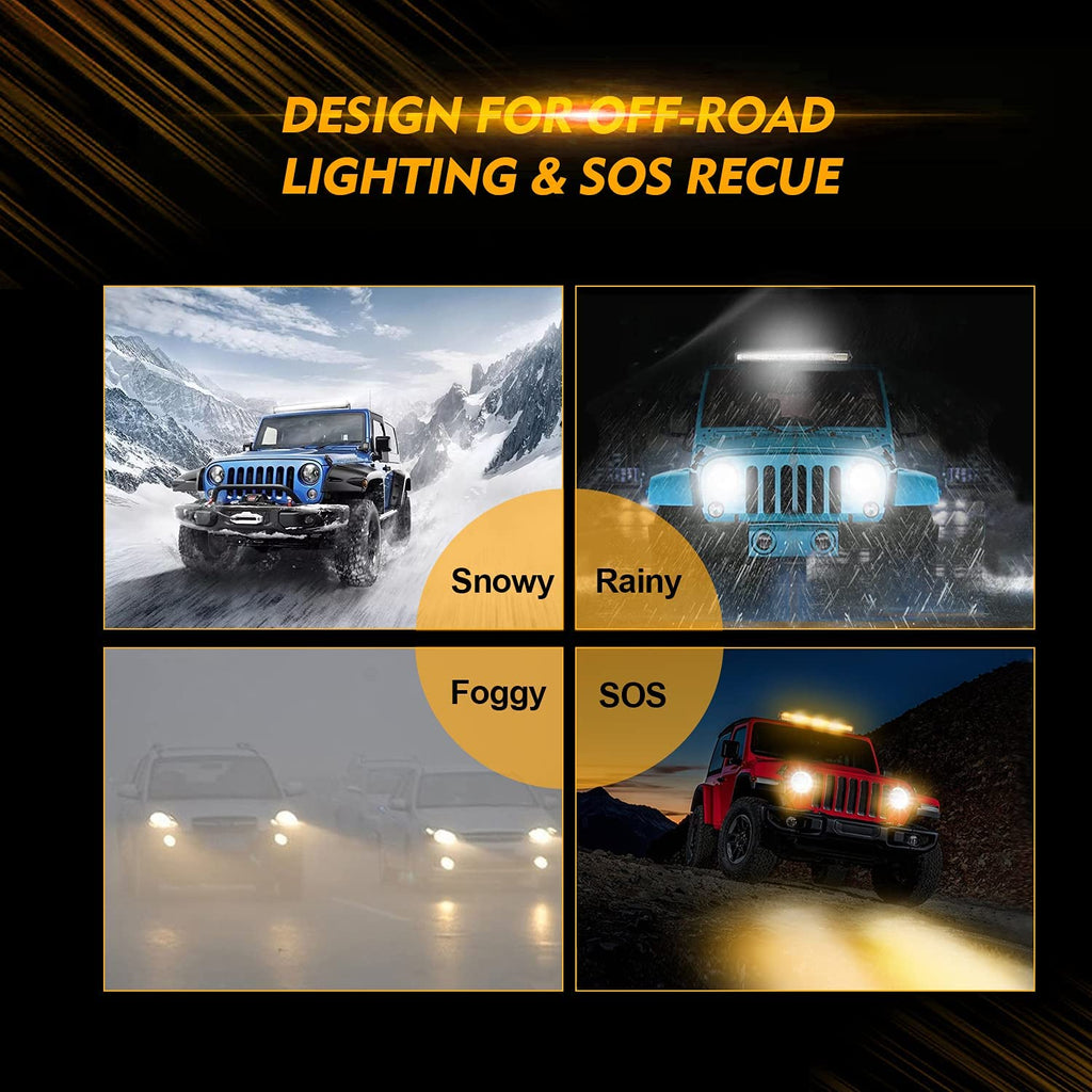 42 INCH 6 MODES WHITE&AMBER CURVED OFF ROAD LED LIGHT BAR