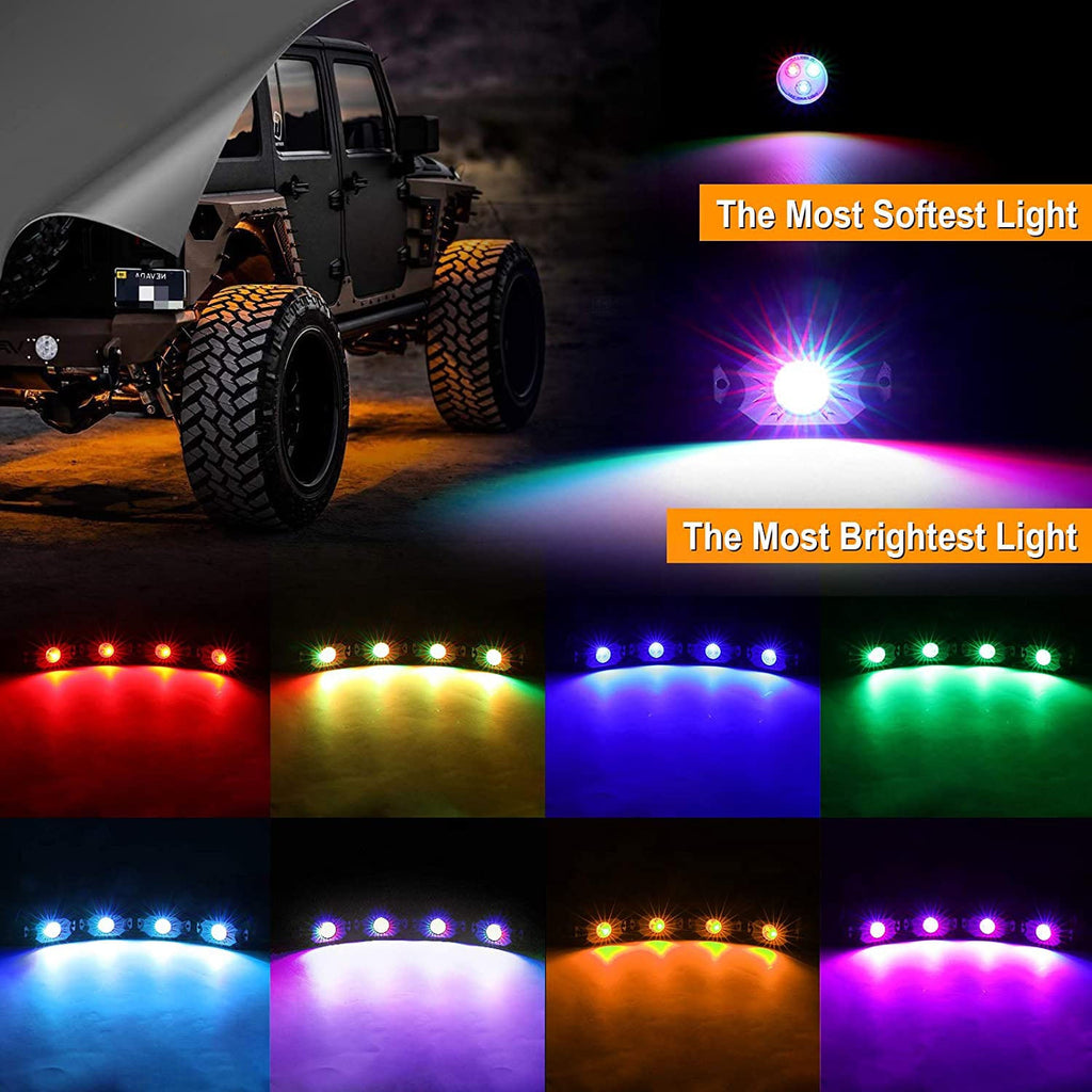 12PCS SET, RGB LED ROCK LIGHT SET WITH BLUETOOTH CONTROLLER