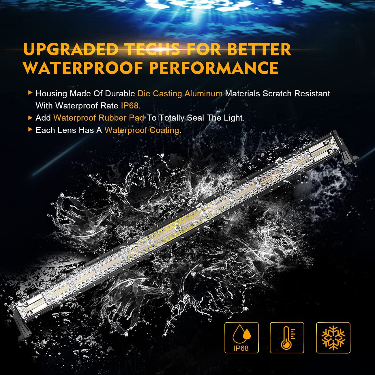 50 INCH 6 MODES WHITE&AMBER CURVED OFF ROAD LED LIGHT BAR