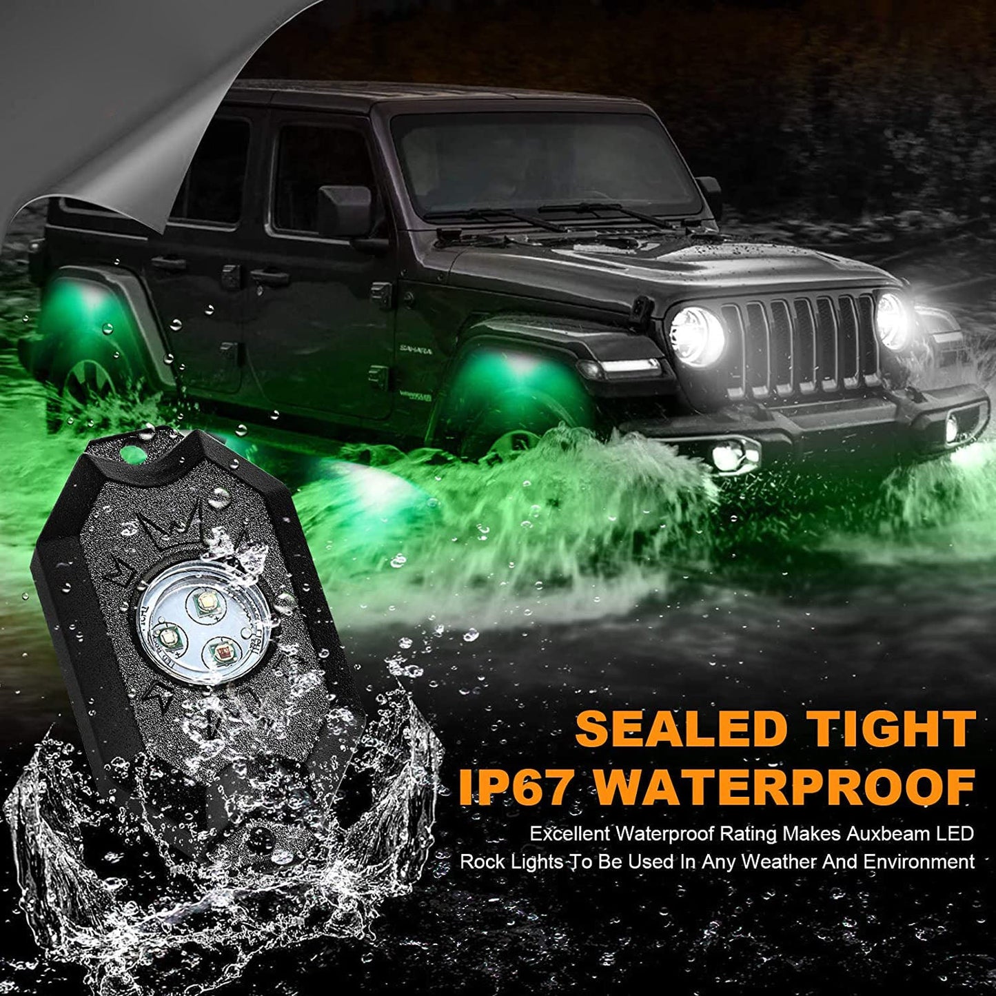 12PCS SET, RGB LED ROCK LIGHT SET WITH BLUETOOTH CONTROLLER
