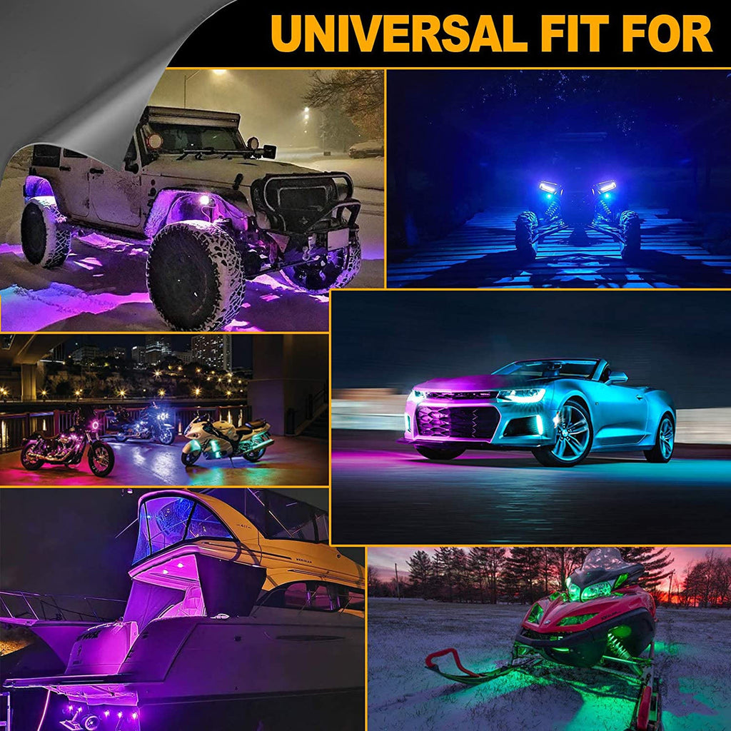 12PCS SET, RGB LED ROCK LIGHT SET WITH BLUETOOTH CONTROLLER