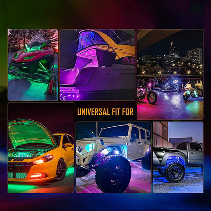 (8PCS SET) UPGRADED RGB LED ROCK LIGHT MULTICOLOR SET WITH BLUETOOTH CONTROLLER