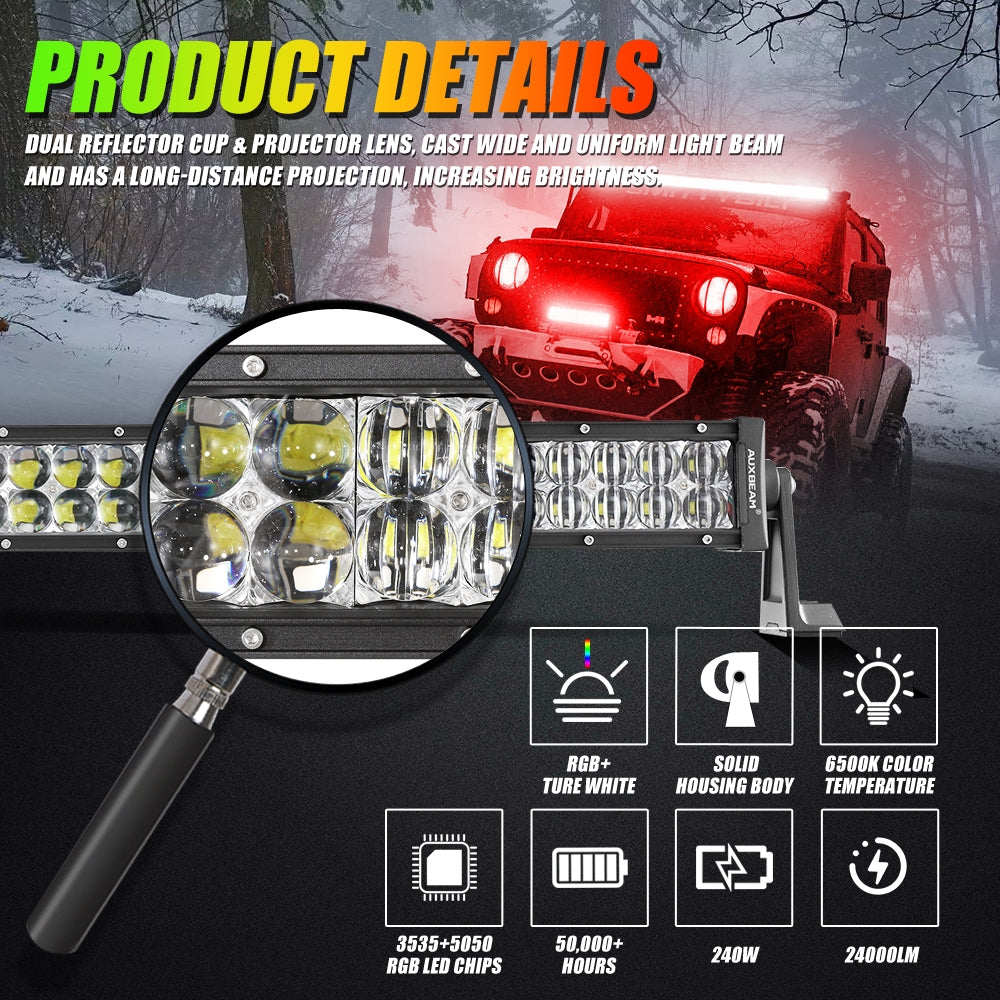 NEW 42 INCH V-PRO SERIES STRAIGHT RGBW COLOR CHANGING OFF ROAD LED LIGHT BAR