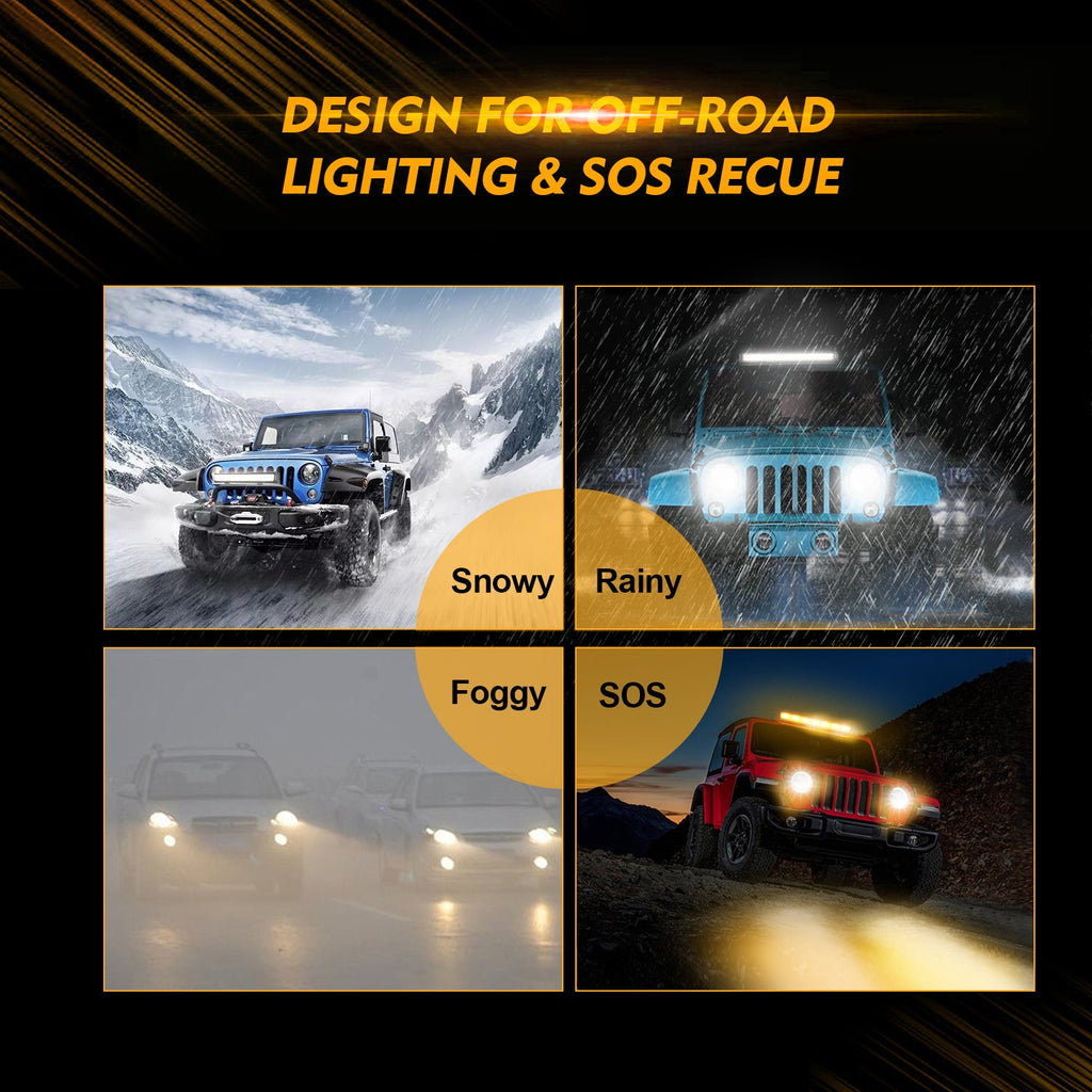 30 INCH 6 MODES WHITE&AMBER STRAIGHT OFF ROAD LED LIGHT BAR