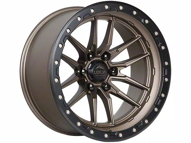 Lock Off-Road Krawler Matte Bronze with Matte Black Ring 6-Lug Wheel; 17x9; -12mm Offset