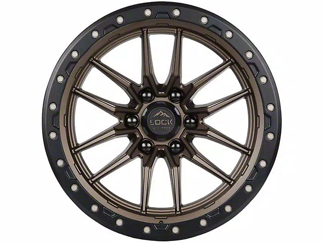 Lock Off-Road Krawler Matte Bronze with Matte Black Ring 6-Lug Wheel; 17x9; -12mm Offset