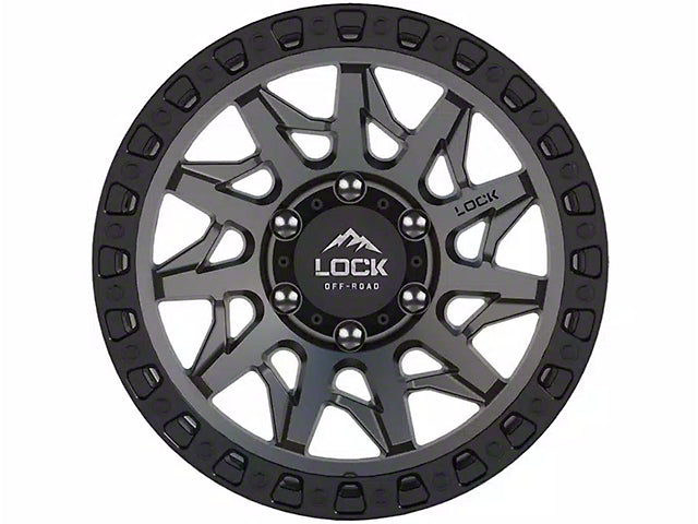 Lock Off-Road Lunatic Matte Grey with Matte Black Ring 6-Lug Wheel; 17x9; -12mm Offset
