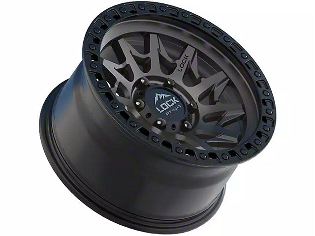 Lock Off-Road Lunatic Matte Grey with Matte Black Ring 6-Lug Wheel; 17x9; -12mm Offset