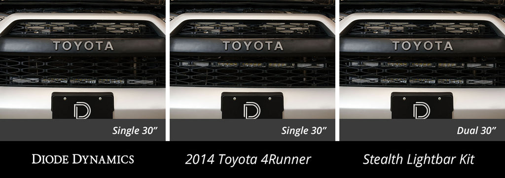 SS30 SINGLE STEALTH LIGHTBAR KIT FOR 2014-2019 TOYOTA 4RUNNER AMBER DRIVING DIODE DYNAMICS