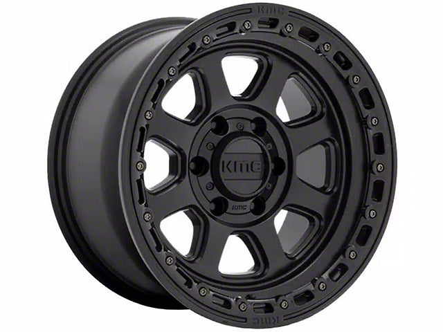 KMC Chase Satin Black with Gloss Black Lip 6-Lug Wheel; 17x9; 0mm Offset