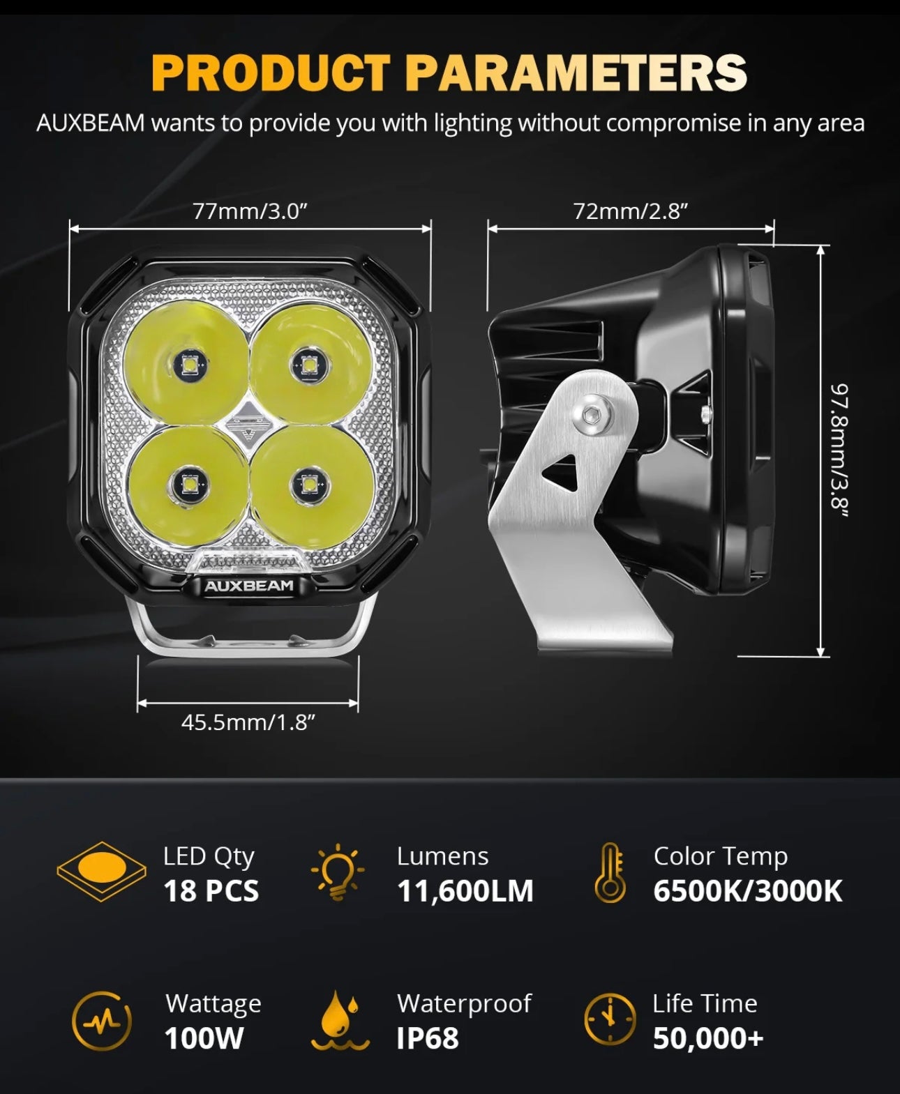 Auxbeam Color Play 3in Off Road Lights