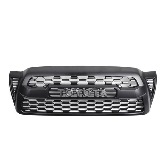 2005-2011 Tacoma Front Bumper Hood Grille Grill Replacement With TOYOTA letter Matte Black Generic