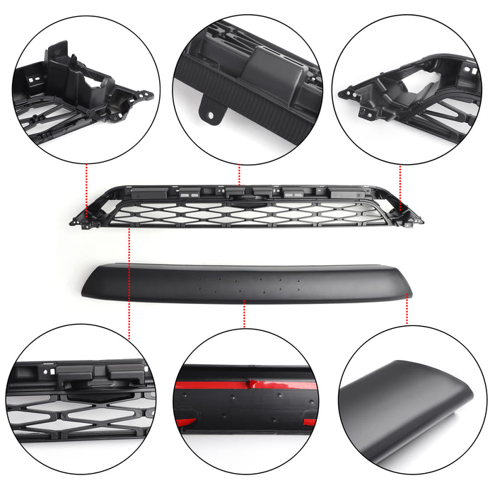 Toyota 4Runner | 2014-2019 | TRD PRO Grille | 2 Piece | Front Bumper Grille | Black / Grey / Red Toyota Letter | Led Lights