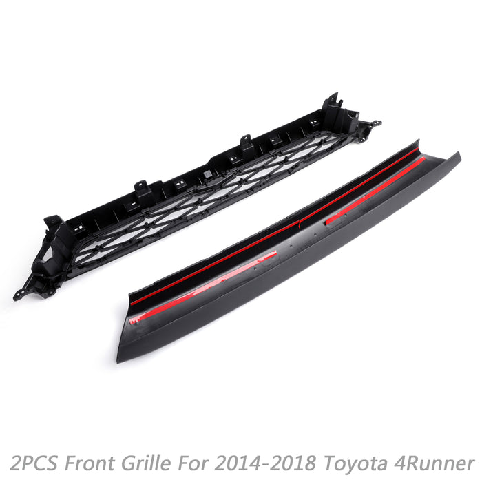 Toyota 4Runner | 2014-2019 | TRD PRO Grille | 2 Piece | Front Bumper Grille | Black / Grey / Red Toyota Letter | Led Lights