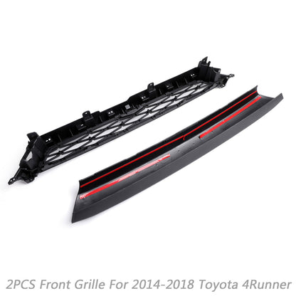 Toyota 4Runner | 2014-2019 | TRD PRO Grille | 2 Piece | Front Bumper Grille | Black / Grey / Red Toyota Letter | Led Lights