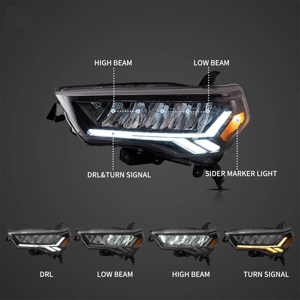 AUXBEAM LED HEADLIGHT ASSEMBLY REFLECTION BOWL CHROME FOR 2014-2022 TOYOTA 4RUNNER 5TH GEN (N280）