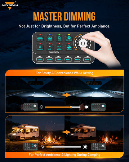 Auxbeam KS-80 KNOB RGB SWITCH PANEL ,LIGHT DIMMING, DYNAMIC CHASE