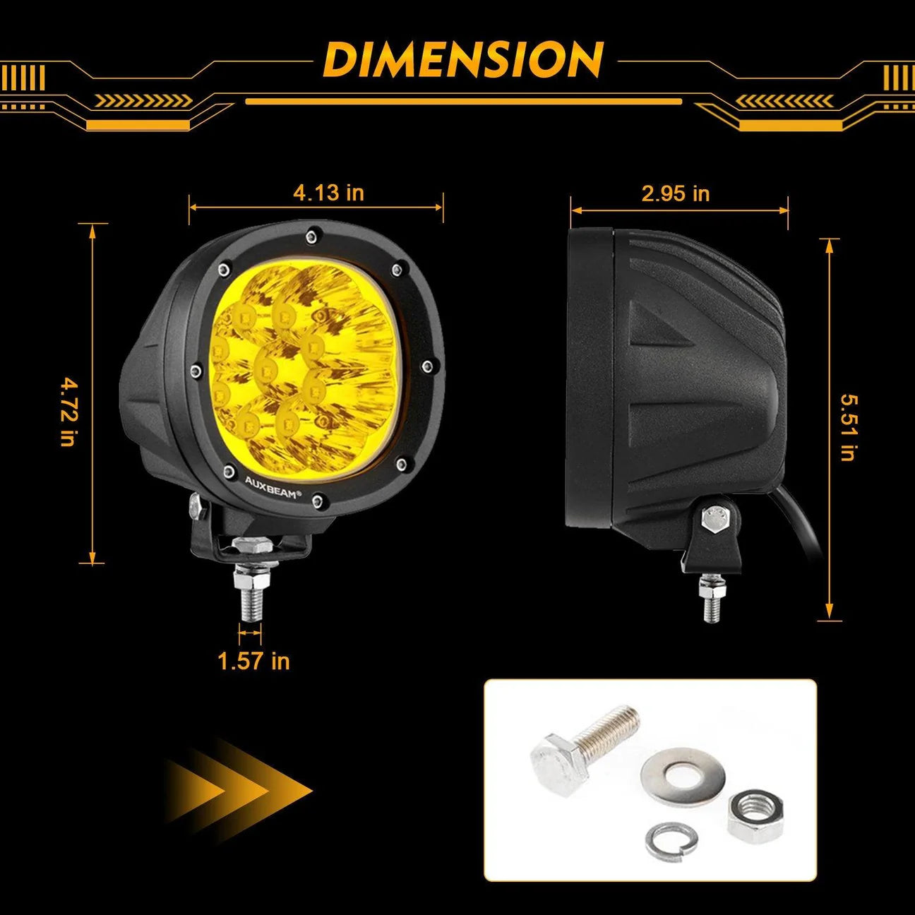 Auxbeam Set of 6 4in SPOT AMBER POD LIGHTS
