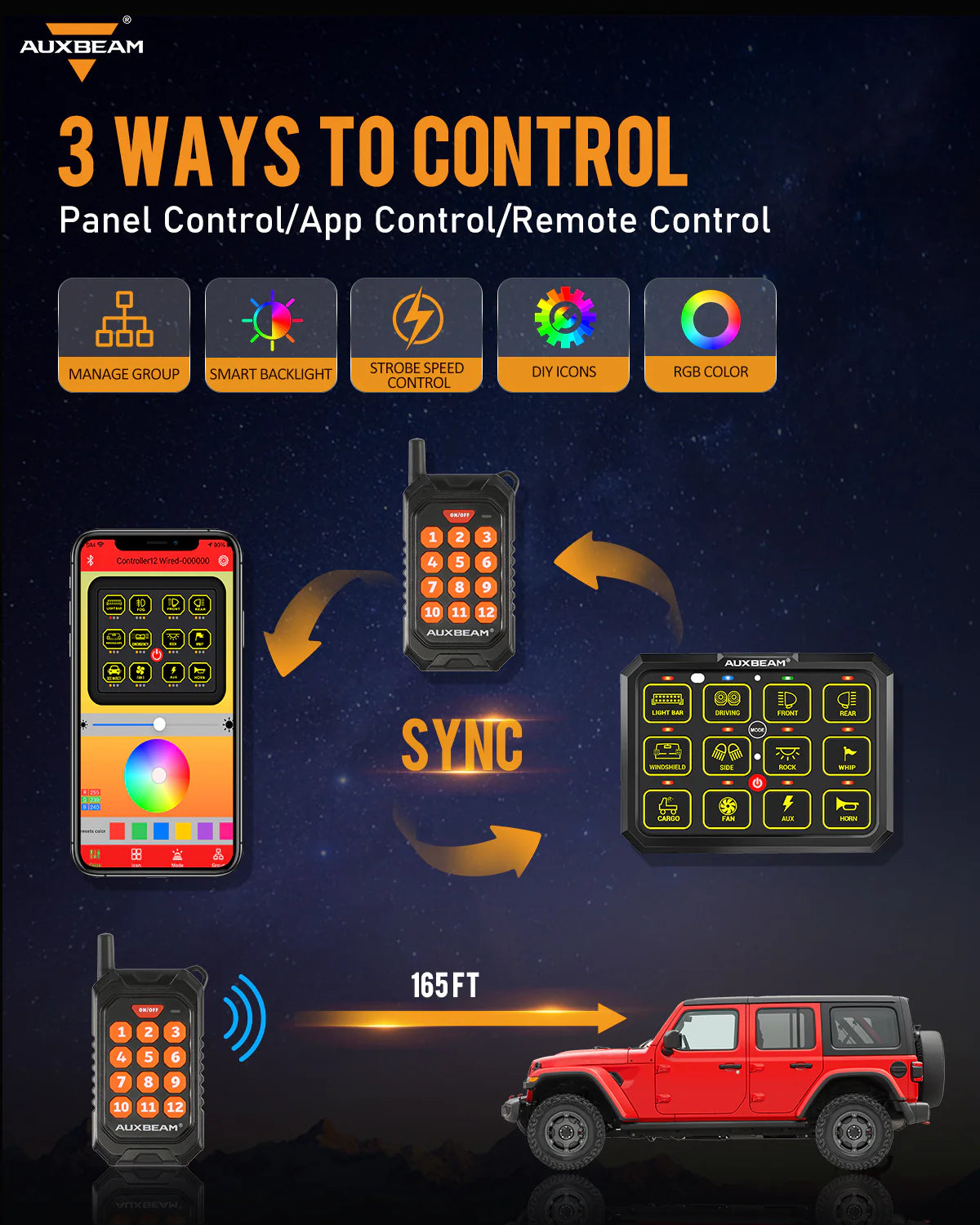 AC SERIES 8 GANG RGB SWITCH PANEL WITH APP&REMOTE CONTROL, TOGGLE/ MOMENTARY/ PULSED MODE SUPPORTED(ONE-SIDED OUTLET)