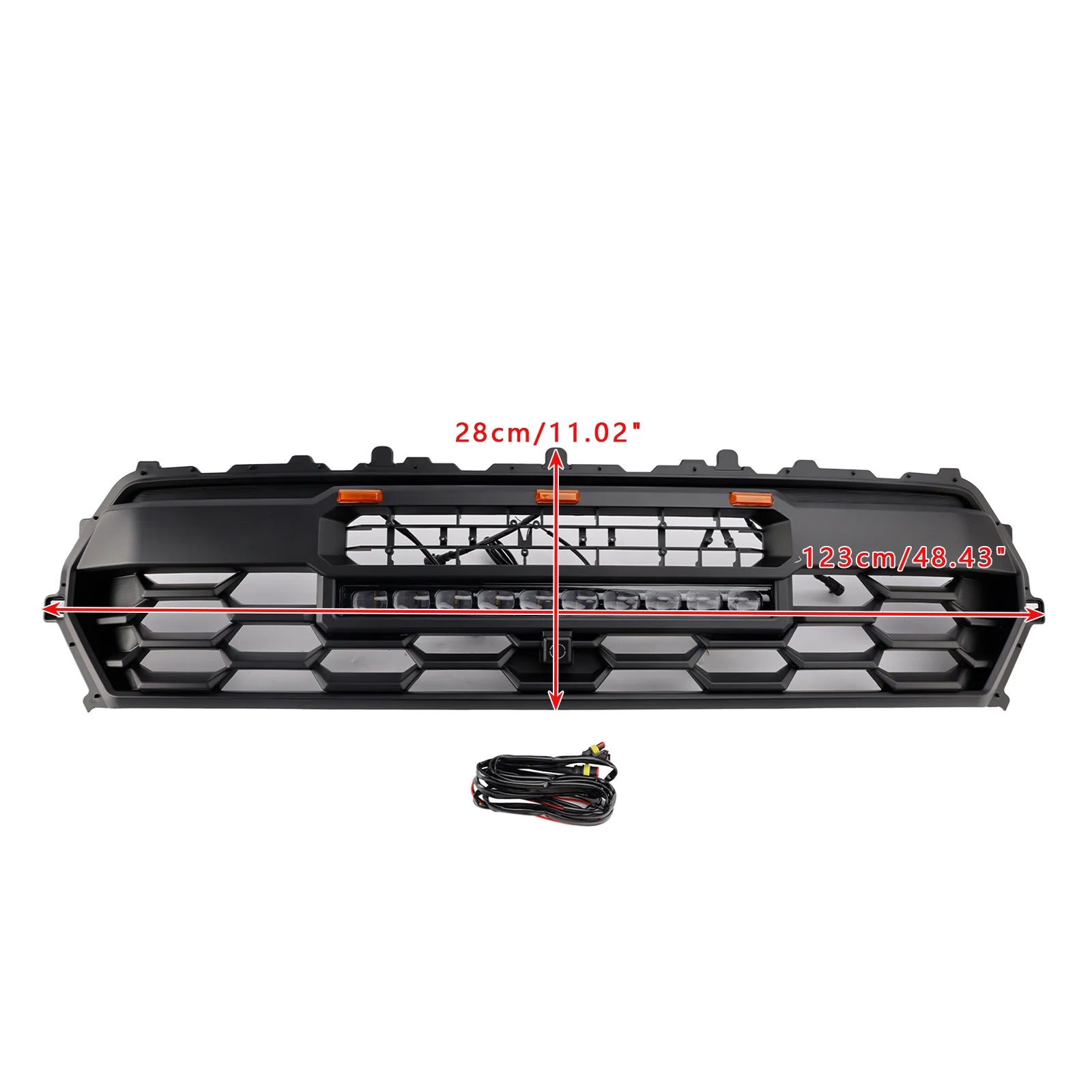 24-25 Toyota Tacoma Pro Style Grille w. Amber Lights, light bar and Toyota Letters- Black