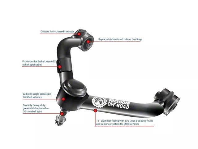 Freedom Offroad Front Upper Control Arms for 2 to 4-Inch Lift
(05-23 6-Lug Tacoma)