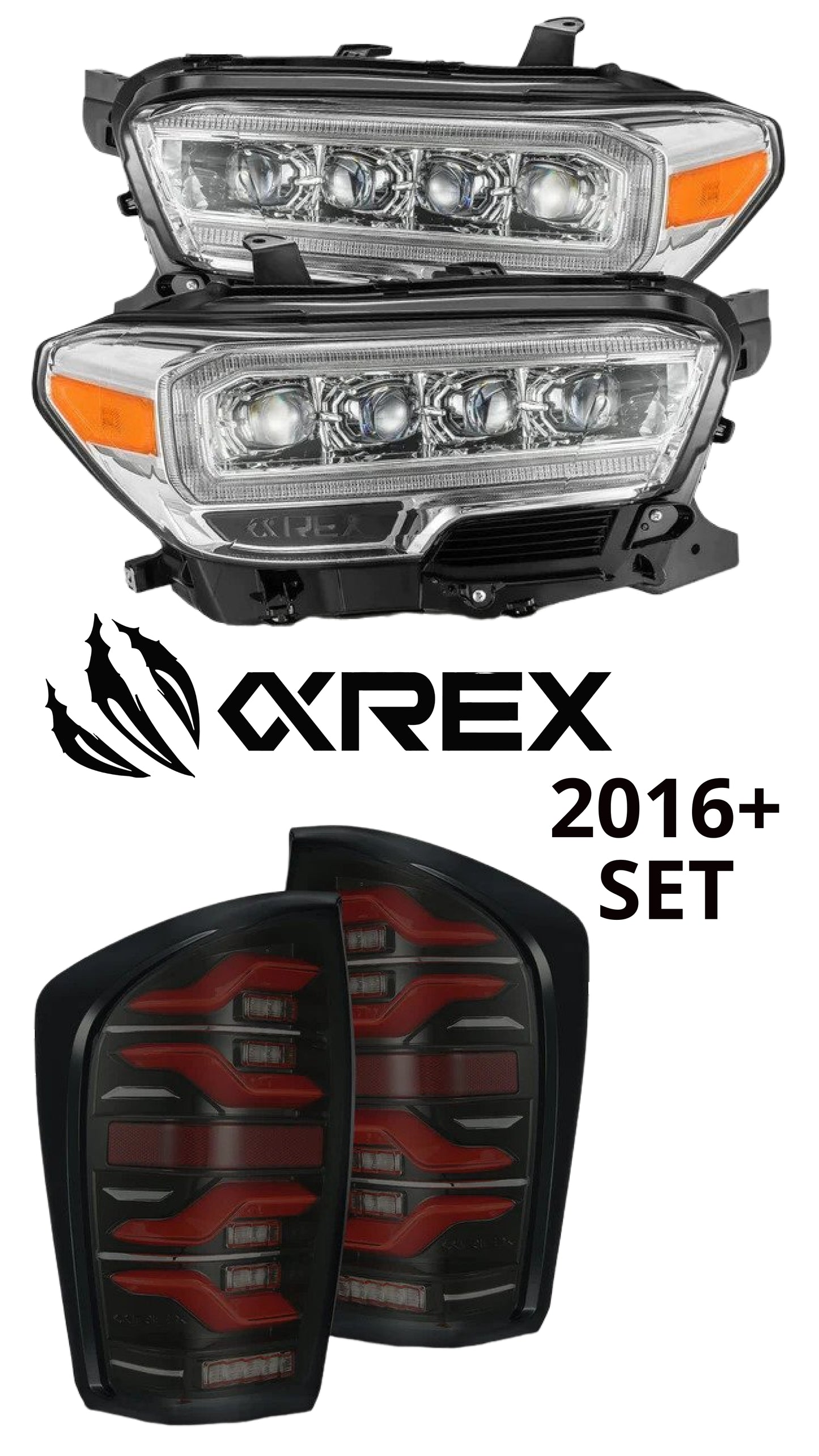 16-22 TACOMA ALPHAREX NOVA-SERIES LED PROJECTOR HEADLIGHTS CHROME + TAIL LIGHTS
