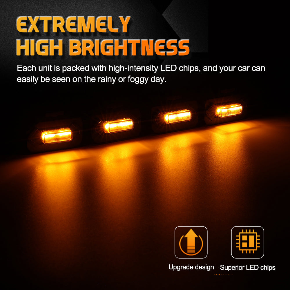 (4PCS/SET) LED FRONT GRILLE LIGHTS AMBER LIGHT FOR TOYOTA TACOMA 2020-2022 TRD OFF ROAD/TRD SPORT (YELLOW SHELL)