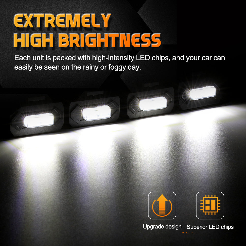 (4PCS/SET) LED FRONT GRILLE LIGHTS WHITE LIGHT FOR TOYOTA TACOMA 2020-2021 TRD OFF ROAD/TRD SPORT (SMOKED SHELL)