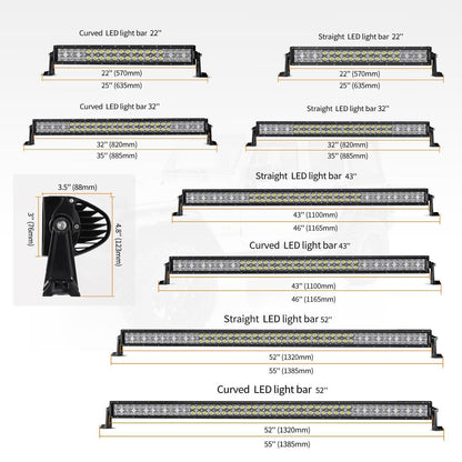 52 INCH 5D SERIES STRAIGHT/CURVED COMBO BEAM DOUBLE ROW LED LIGHT BAR FOR SUV ATV UTV TRUCKS PICKUP BOAT
