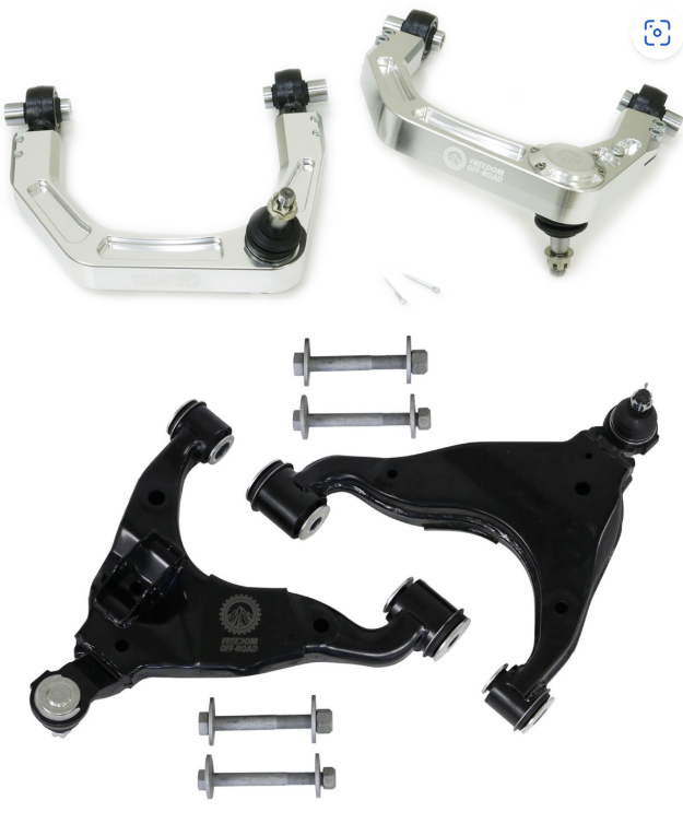 Billet Front Upper Control Arms + OEM Replacement Lower Control Arms for 2-4" Lift (KDSS)