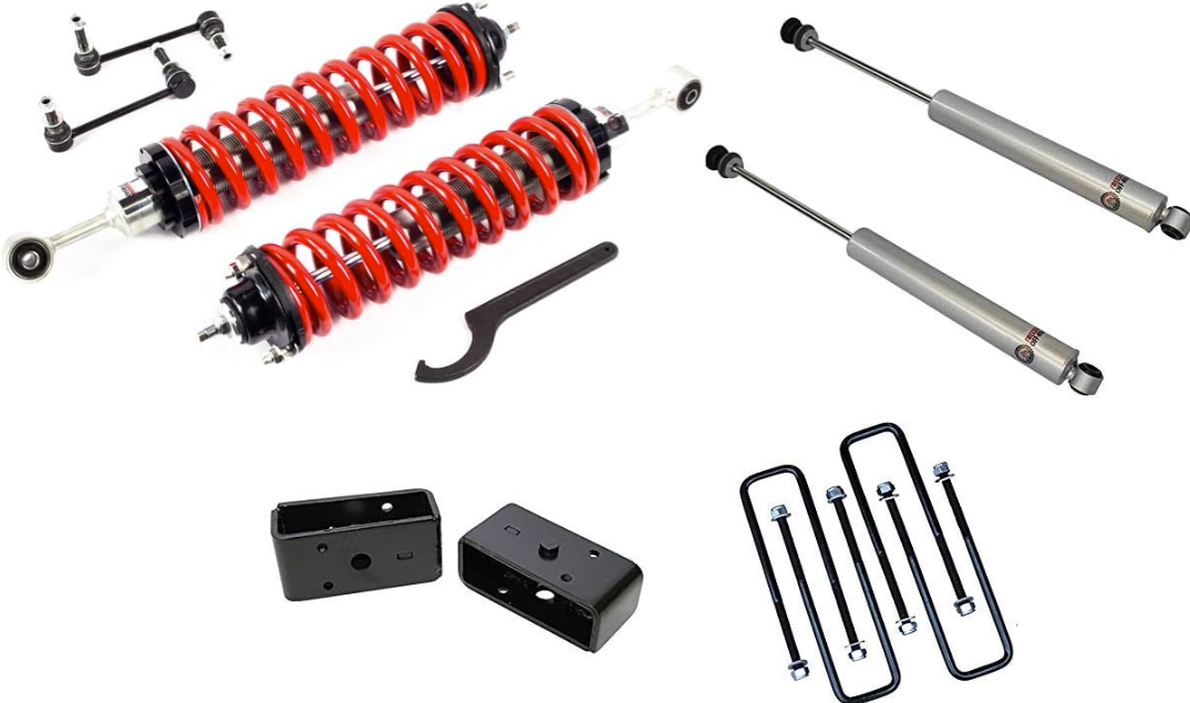 Freedom Offroad 2.5-5" Adjustable Coilovers / 3" Rear Blocks w/ U Bolts and Shocks