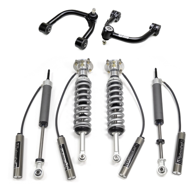 JRi 1.75" - 3" 2024 Gen 4 Toyota Tacoma Leveling Kit with 6-Stage Adjustable Coilover Remote Reservoir Shocks + Freedom Off-Road Front Upper Control Arms