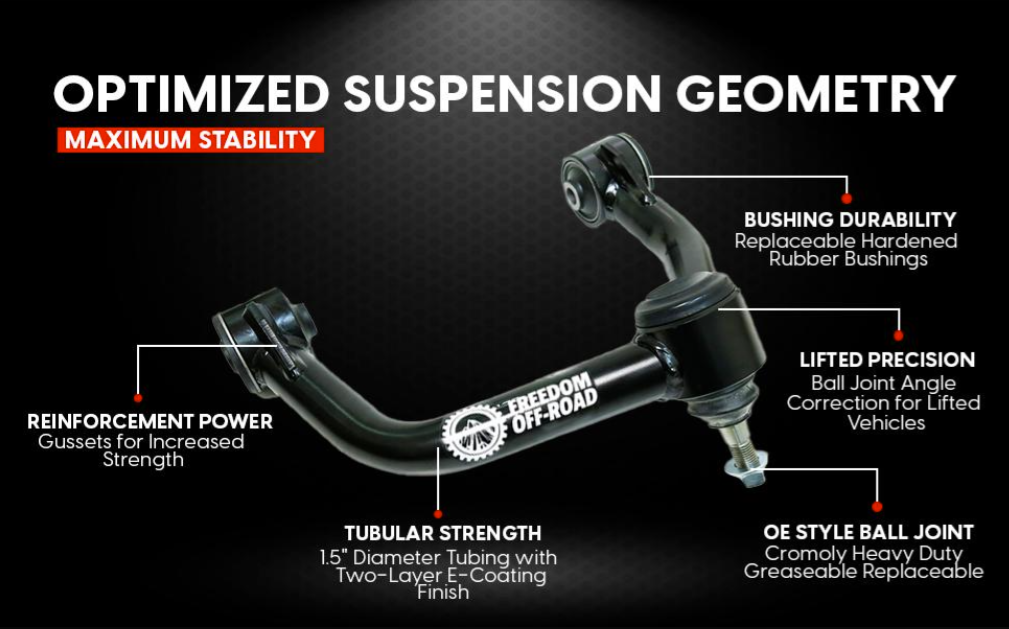 Freedom Offroad Front Upper Control Arms for 2-4" Lift