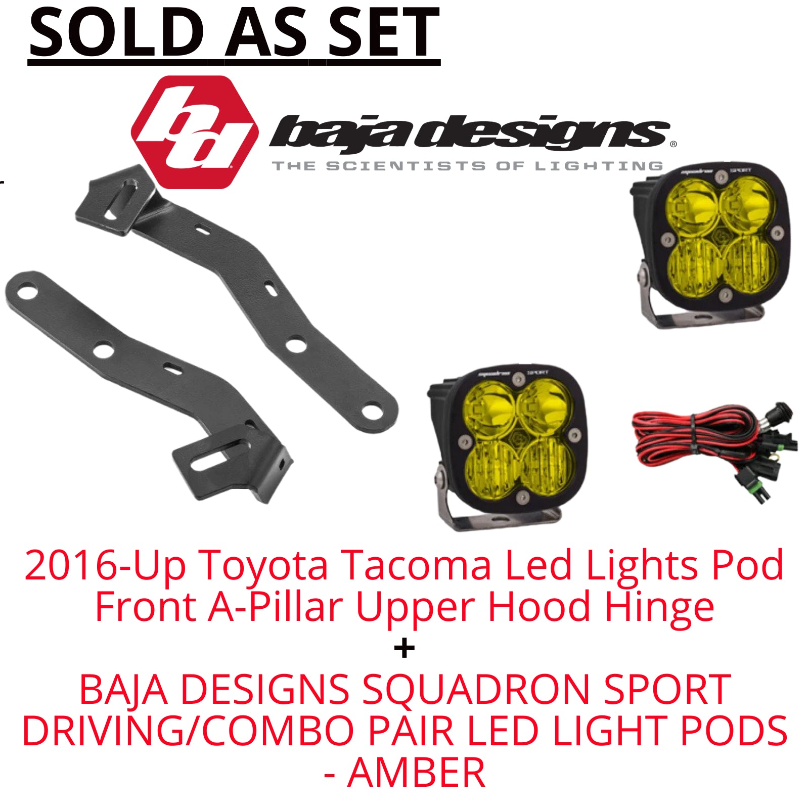 SET - BAJA DESIGNS SQUADRON SPORT DRIVING/COMBO PAIR LED LIGHT PODS - AMBER
