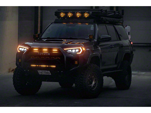 Morimoto XB LED Headlights with Amber DRL; Black Housing; Clear Lens (21-23 4Runner w/ Factory LED Low/Halogen High Beam Headlights)