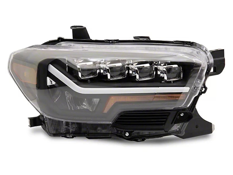 Quad-Pro LED Projector Headlights; Black Housing; Clear Lens (16-23 Tacoma w/ Factory LED DRL)