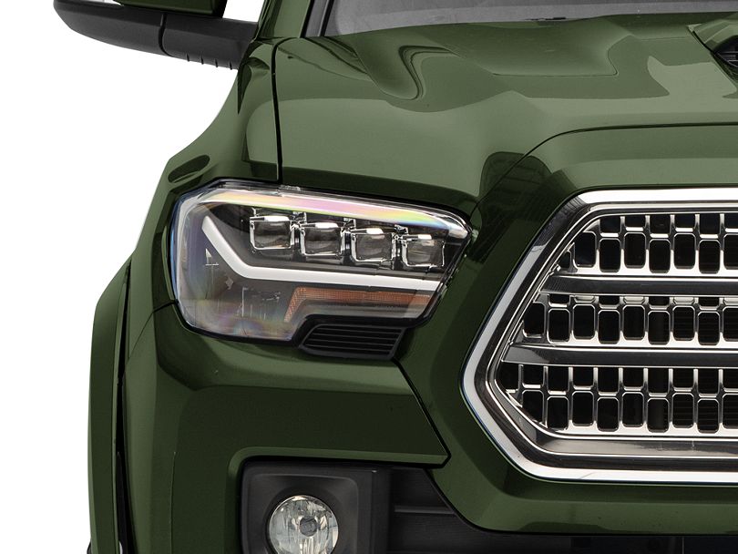 Quad-Pro LED Projector Headlights; Black Housing; Clear Lens (16-23 Tacoma w/ Factory LED DRL)