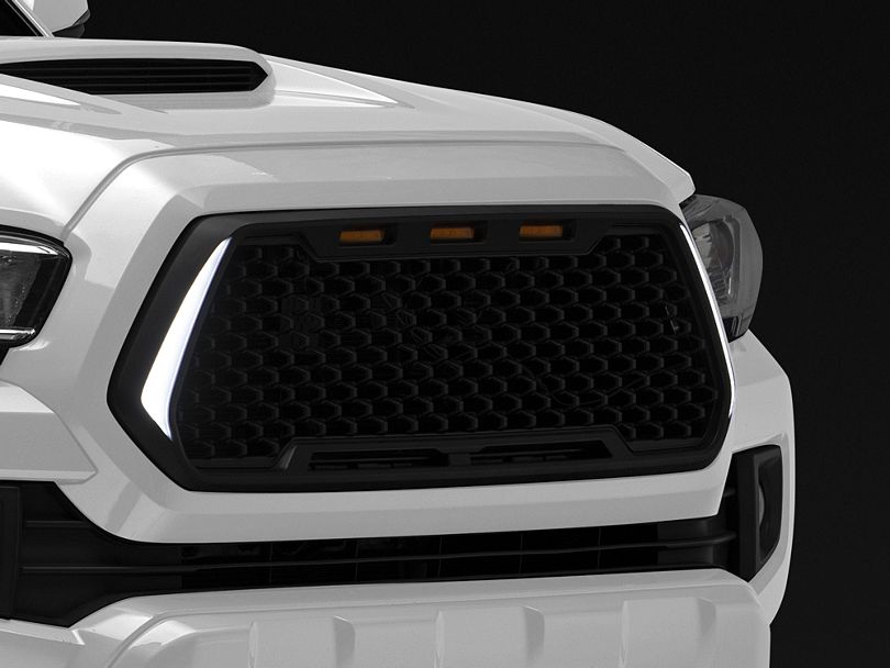 Horizon Series Upper Replacement Grille with Amber LED Running Lights; Matte Black (16-23 Tacoma)