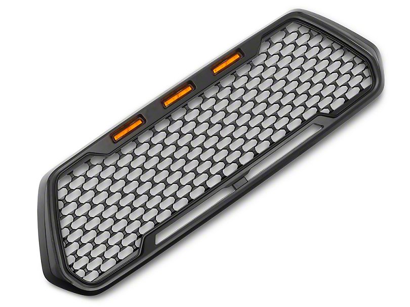 Horizon Series Upper Replacement Grille with Amber LED Running Lights; Matte Black (16-23 Tacoma)
