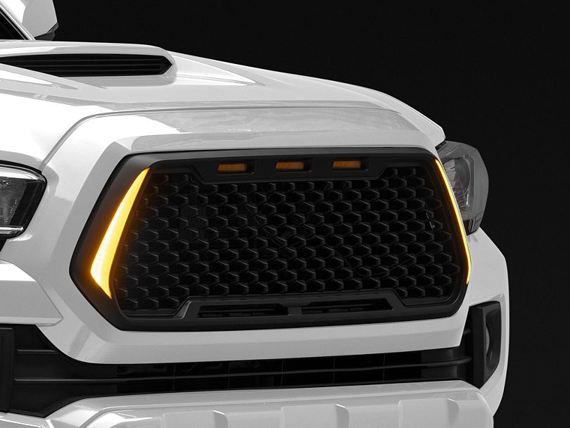 Horizon Series Upper Replacement Grille with Amber LED Running Lights; Matte Black (16-23 Tacoma)