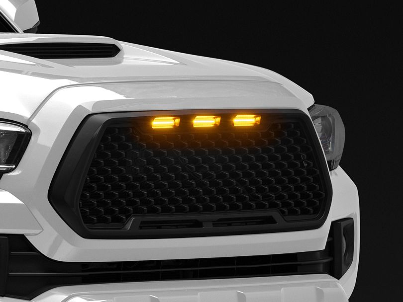Horizon Series Upper Replacement Grille with Amber LED Running Lights; Matte Black (16-23 Tacoma)